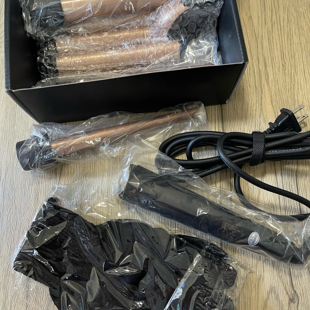 Travel Crimp and Curling Wand Set, Interchangeable with Heat Glove and LCD Temp